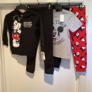 Mickey Mouse Kids 4 Piece Lounge Set - Black/Gray/Red Unisex
